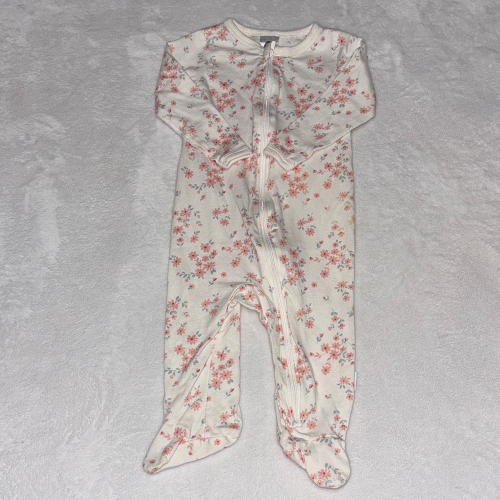 Gerber Floral Print Kids One Piece zip up footie/ sleeper